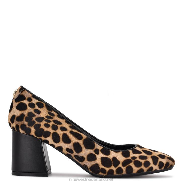 vibe 9x9 pumps met blokhak Nine West 62LB1221 luipaardprint haarkalf