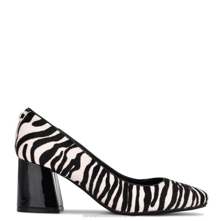 vibe 9x9 pumps met blokhak Nine West 62LB1229 zebra haarkalf