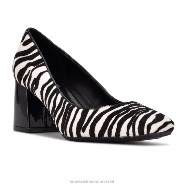 vibe 9x9 pumps met blokhak Nine West 62LB1229 zebra haarkalf