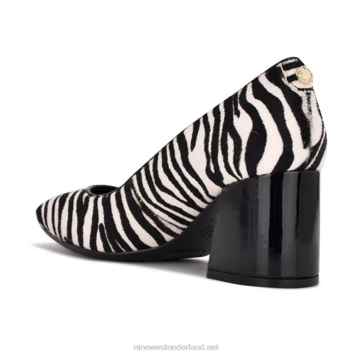 vibe 9x9 pumps met blokhak Nine West 62LB1229 zebra haarkalf