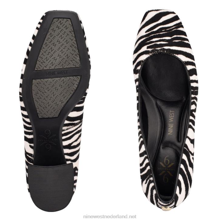 vibe 9x9 pumps met blokhak Nine West 62LB1229 zebra haarkalf
