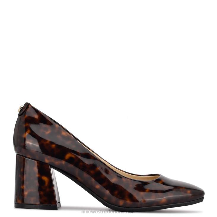 vibe 9x9 pumps met blokhak Nine West 62LB1230 bruine schildpad