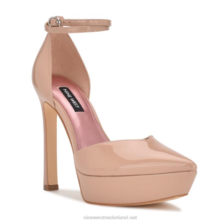 Linda enkel wrap platform pumps Nine West 62LB1327 nauwelijks naakt patent