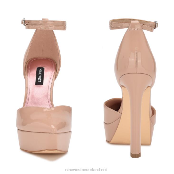 Linda enkel wrap platform pumps Nine West 62LB1327 nauwelijks naakt patent