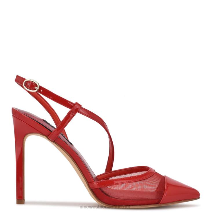 Timie pumps met enkelbandje Nine West 62LB1374 rood lak/gaas