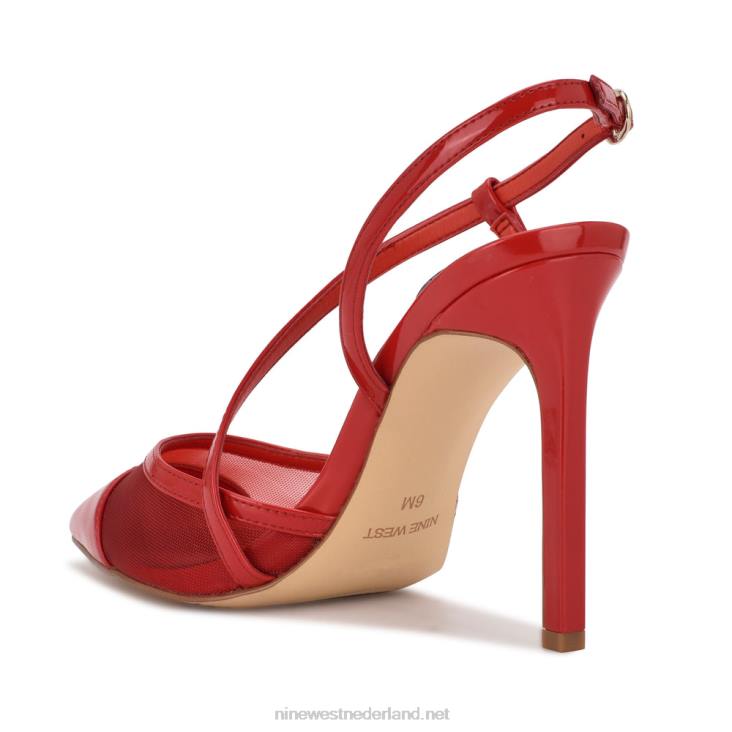 Timie pumps met enkelbandje Nine West 62LB1374 rood lak/gaas