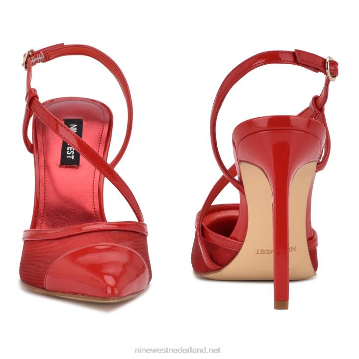 Timie pumps met enkelbandje Nine West 62LB1374 rood lak/gaas