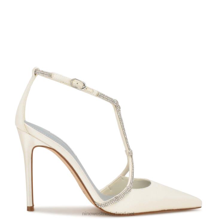 fabel pumps met spitse neus Nine West 62LB1350 ivoor satijn