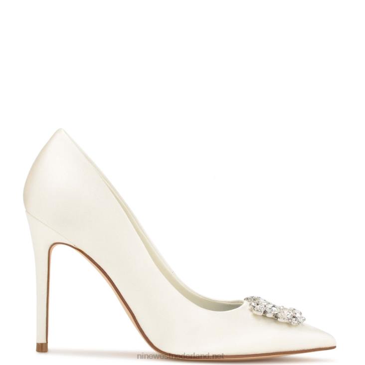 fana pumps met spitse neus Nine West 62LB1291 ivoor satijn kristal