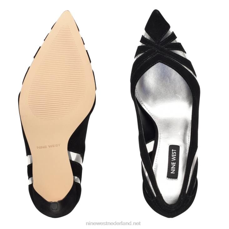 favant pumps met spitse neus Nine West 62LB1300 zwart/helder suède