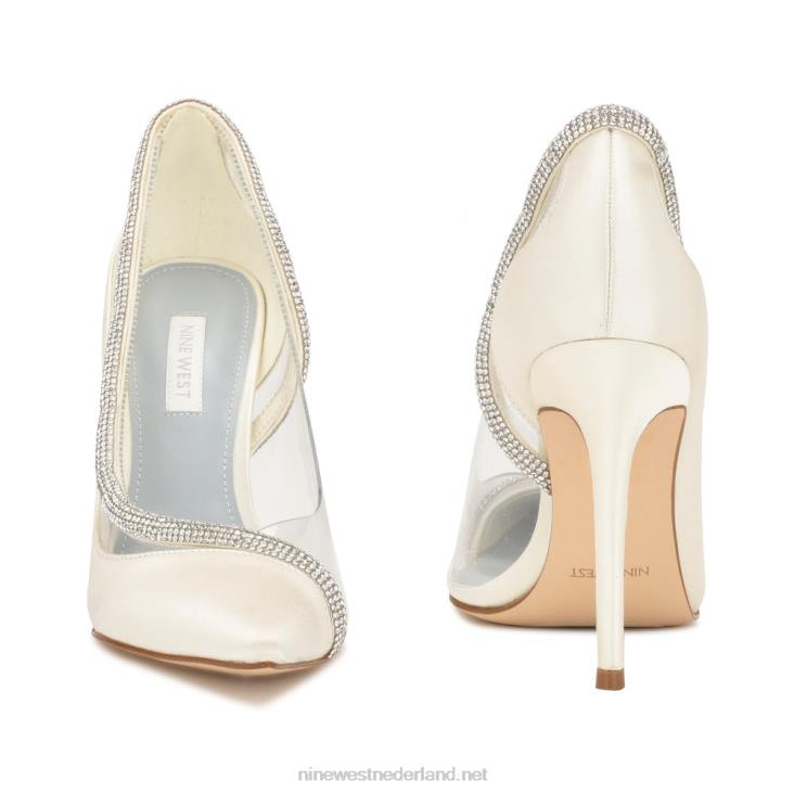 finna pumps met spitse neus Nine West 62LB1313 ivoor satijn