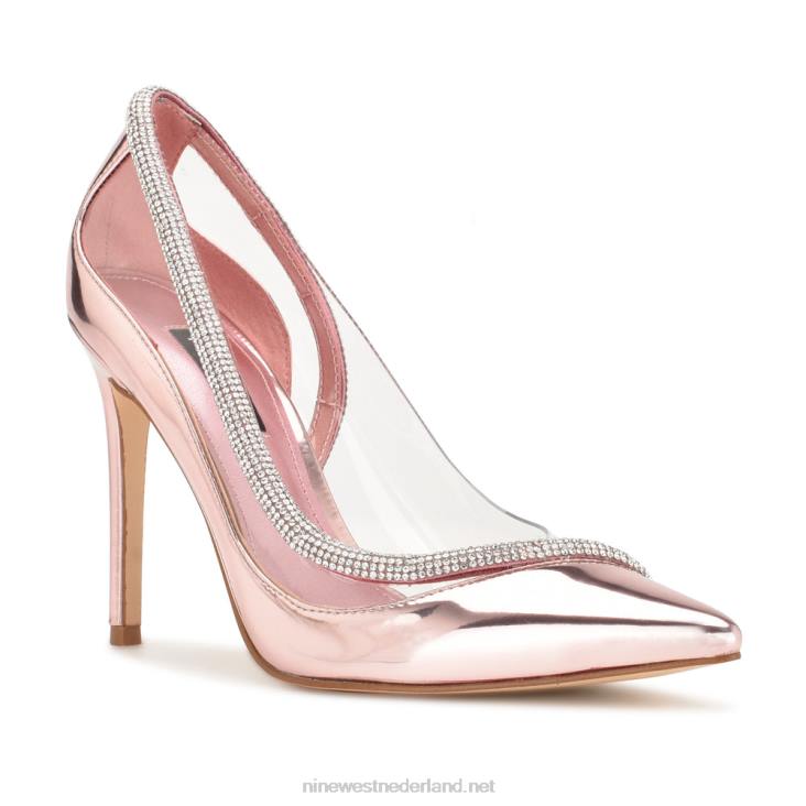finna pumps met spitse neus Nine West 62LB1314 roze spiegel metallic