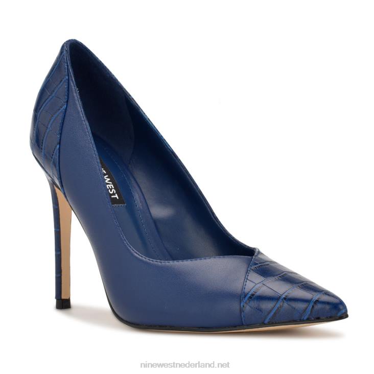 flava pumps met spitse neus Nine West 62LB1369 donkerblauw/croco