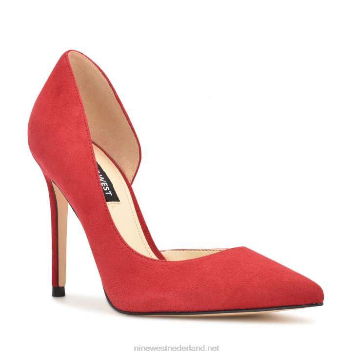 followe d\'orsay pumps met spitse neus Nine West 62LB1305 rood suède