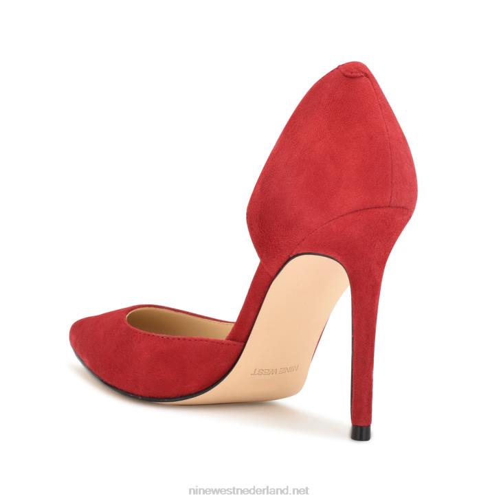 followe d\'orsay pumps met spitse neus Nine West 62LB1305 rood suède