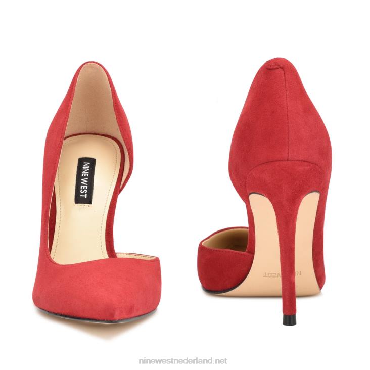 followe d\'orsay pumps met spitse neus Nine West 62LB1305 rood suède