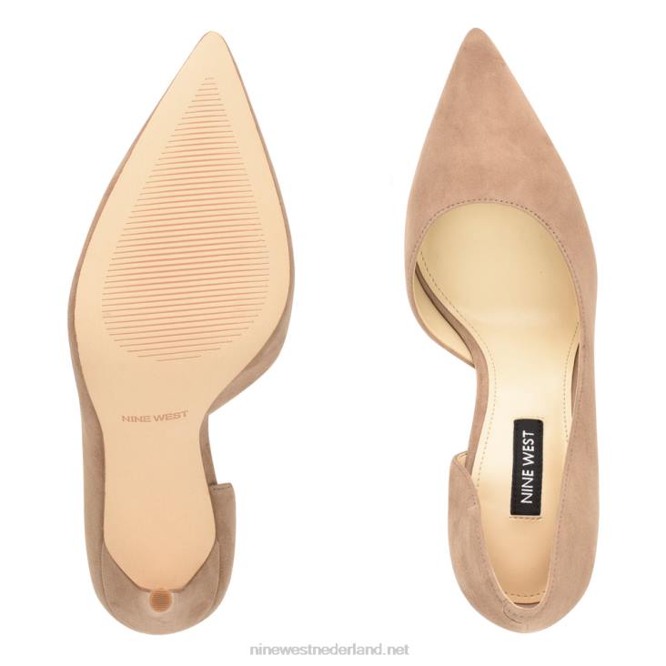 followe d\'orsay pumps met spitse neus Nine West 62LB1322 taupe suède