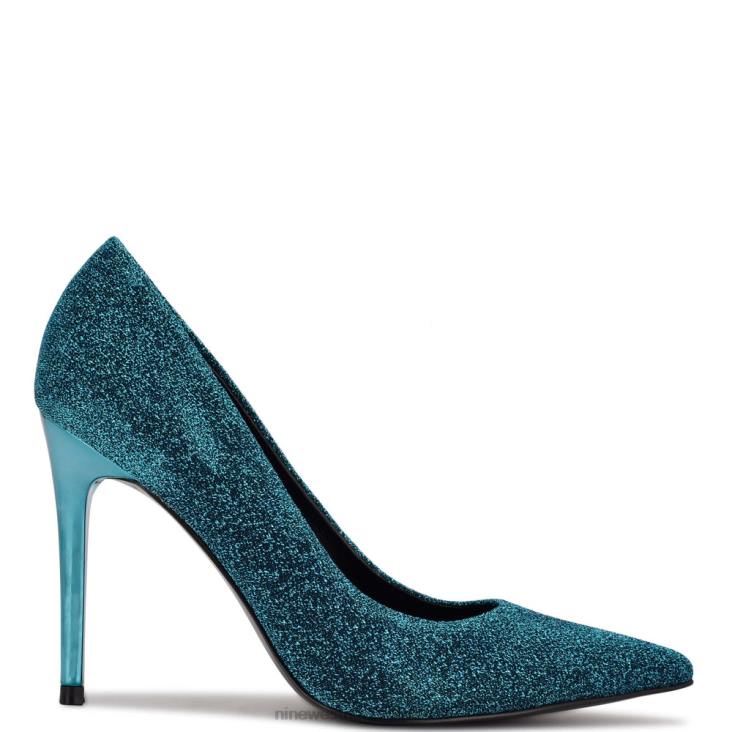 frisse puntige pumps Nine West 62LB1333 middenblauw metallic
