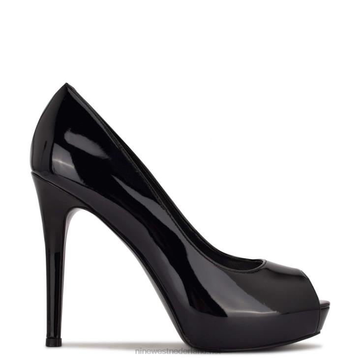 hethr platform peep toe pumps Nine West 62LB1287 zwart patent