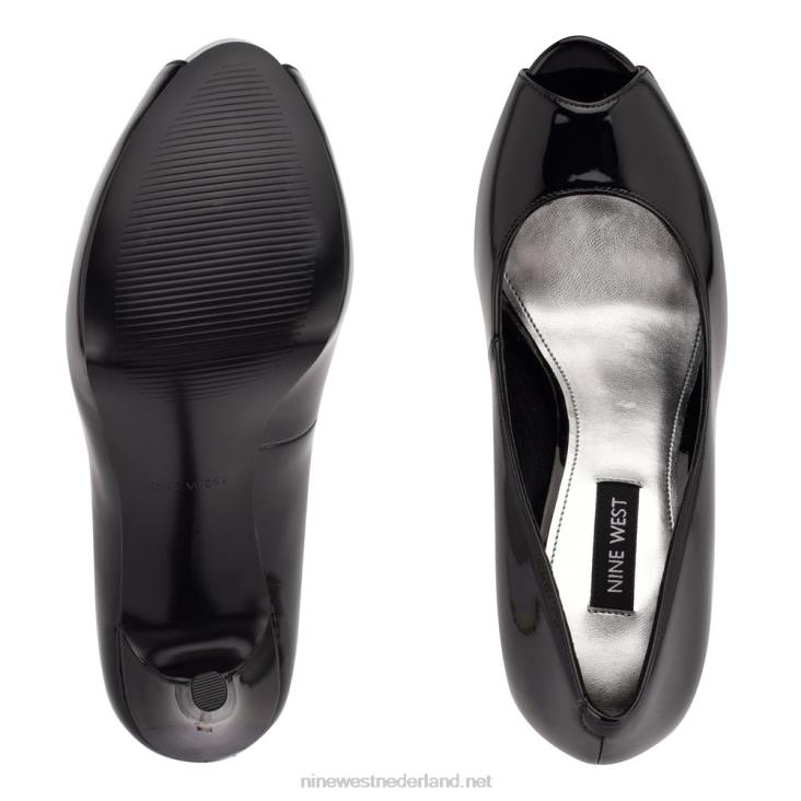 hethr platform peep toe pumps Nine West 62LB1287 zwart patent