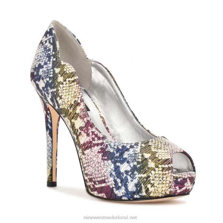 hilare pumps met open teen Nine West 62LB1301 rood/paars multi