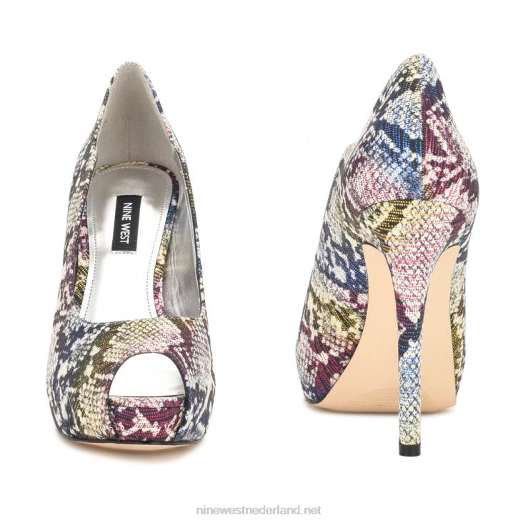 hilare pumps met open teen Nine West 62LB1301 rood/paars multi