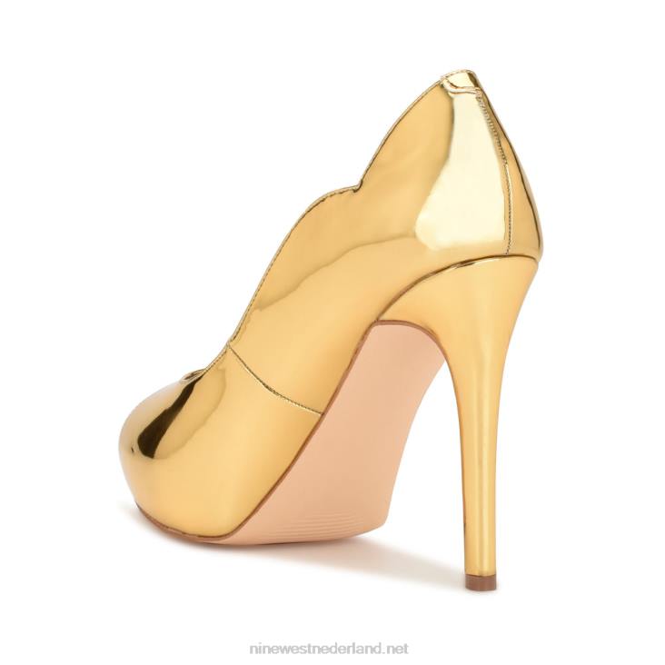 hilare pumps met open teen Nine West 62LB1303 goud spiegelend metaal