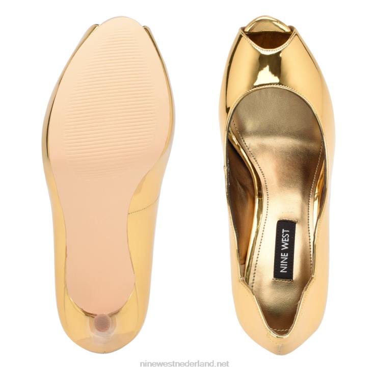 hilare pumps met open teen Nine West 62LB1303 goud spiegelend metaal