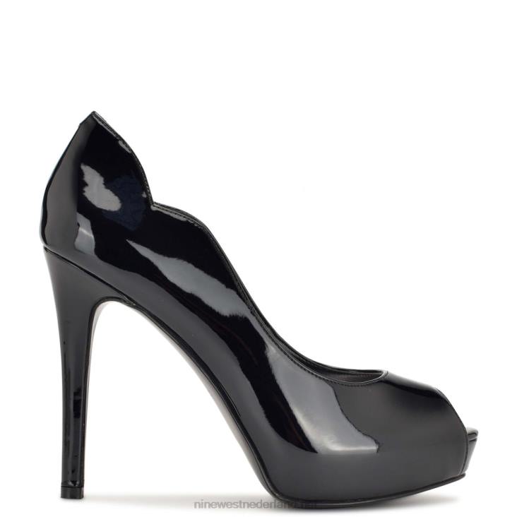 hilare pumps met open teen Nine West 62LB1304 zwart patent