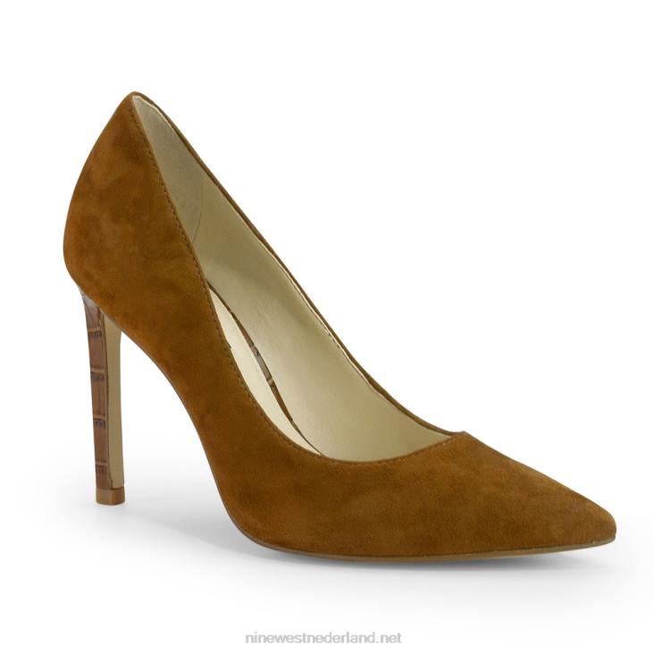 tatiana pumps met spitse neus Nine West 62LB1319 cognac suède