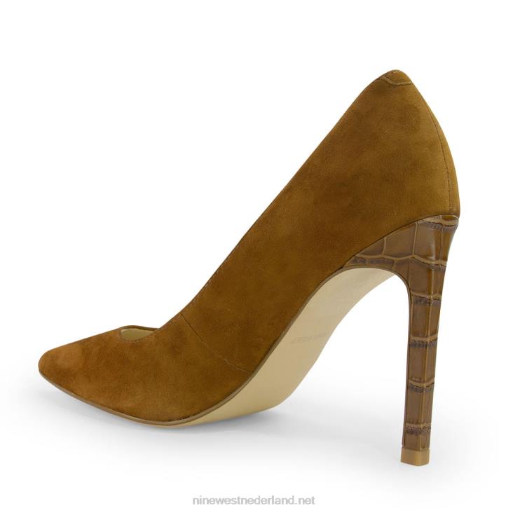 tatiana pumps met spitse neus Nine West 62LB1319 cognac suède
