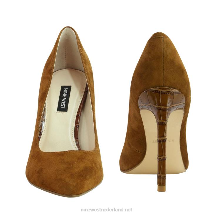 tatiana pumps met spitse neus Nine West 62LB1319 cognac suède