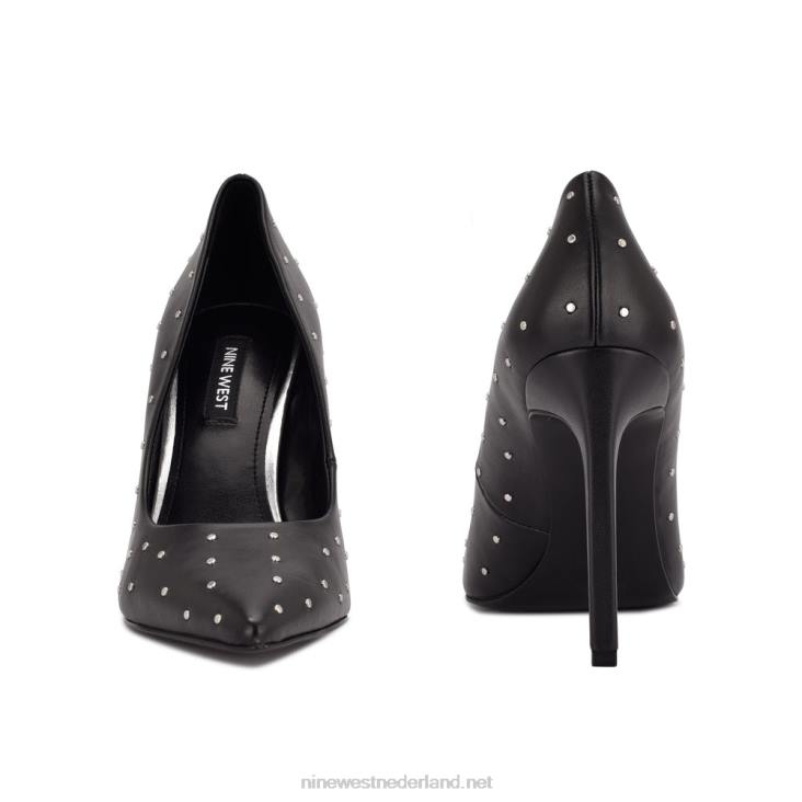 tatiana pumps met spitse neus en studs Nine West 62LB1365 zwart leer bezaaid