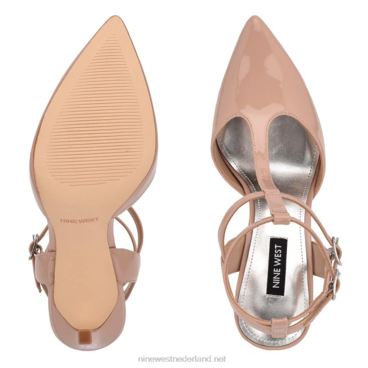 tayes pomp met enkelband Nine West 62LB1343 nauwelijks naakt patent