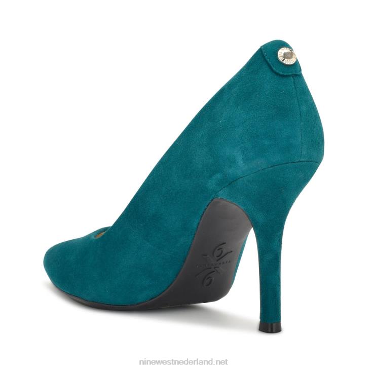 vijfde 9x9 pumps met spitse neus Nine West 62LB1280 groenblauw suède