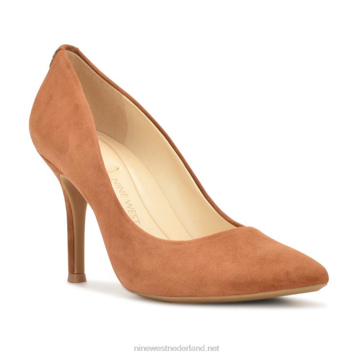 vijfde 9x9 pumps met spitse neus Nine West 62LB1281 cognac suède