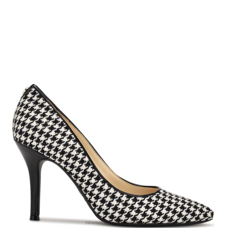 vijfde 9x9 pumps met spitse neus Nine West 62LB1293 zwart/wit pied-de-poule