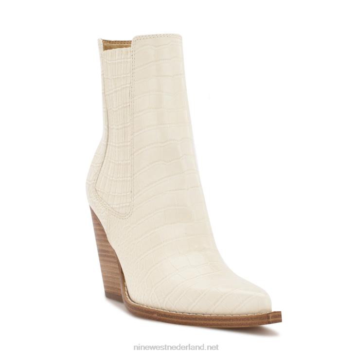 glena laarsjes met blokhak Nine West 62LB1142 chique creme croco in reliëf