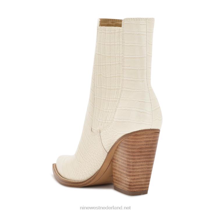 glena laarsjes met blokhak Nine West 62LB1142 chique creme croco in reliëf