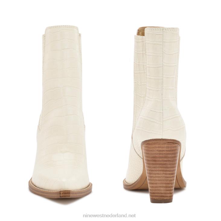 glena laarsjes met blokhak Nine West 62LB1142 chique creme croco in reliëf