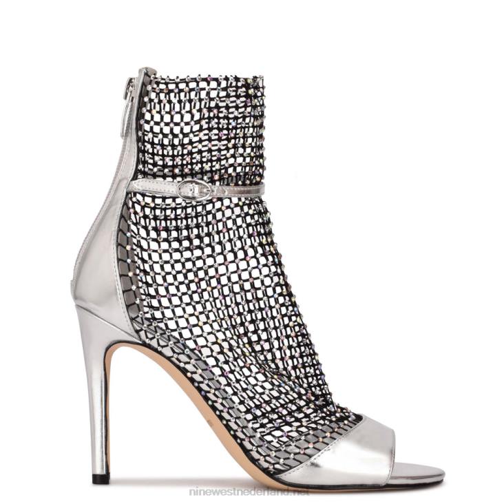 imery mesh laarsjes met open teen Nine West 62LB1884 zilver/zwarte strass