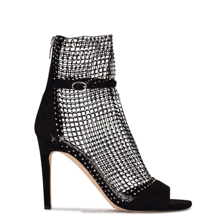imery mesh laarsjes met open teen Nine West 62LB1885 zwarte strass