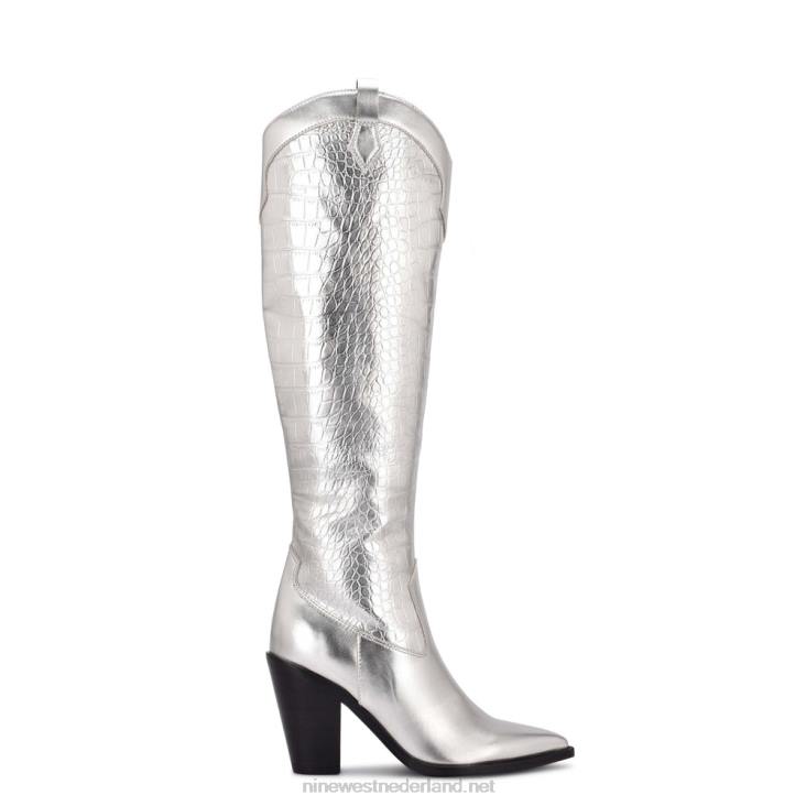 kliva westernlaarzen Nine West 62LB2908 zilver metallic krokodil