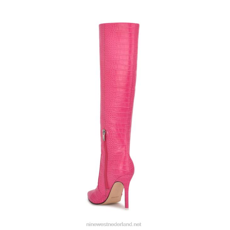laarzen met hoge hakken Nine West 62LB913 roze reliëf croco