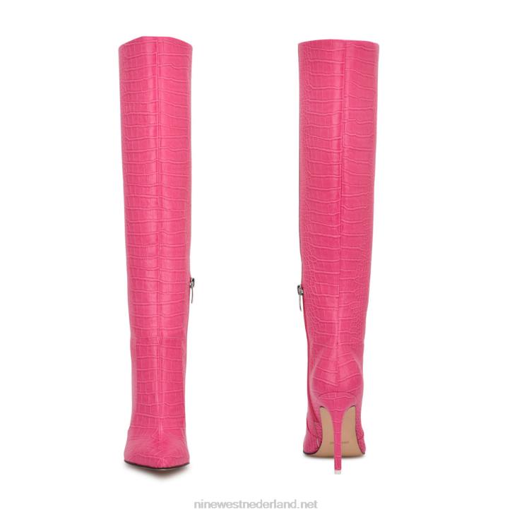 laarzen met hoge hakken Nine West 62LB913 roze reliëf croco