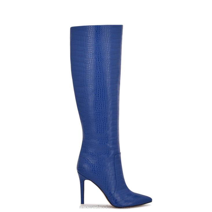 laarzen met hoge hakken Nine West 62LB914 blauw reliëf croco