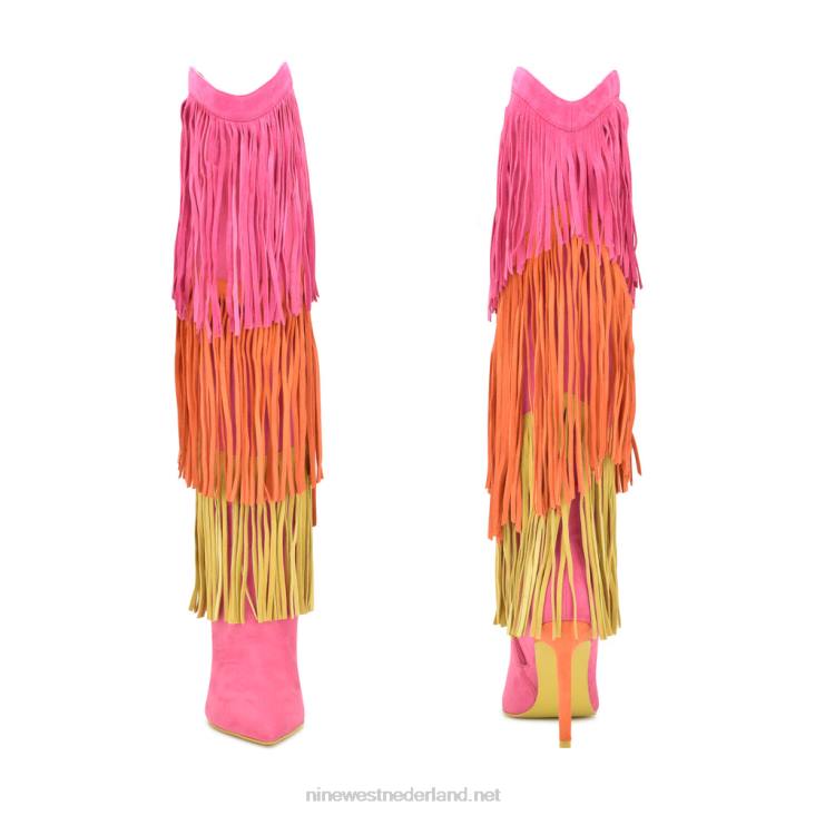laarzen met kwastjes Nine West 62LB918 roze/oranje/geel suède