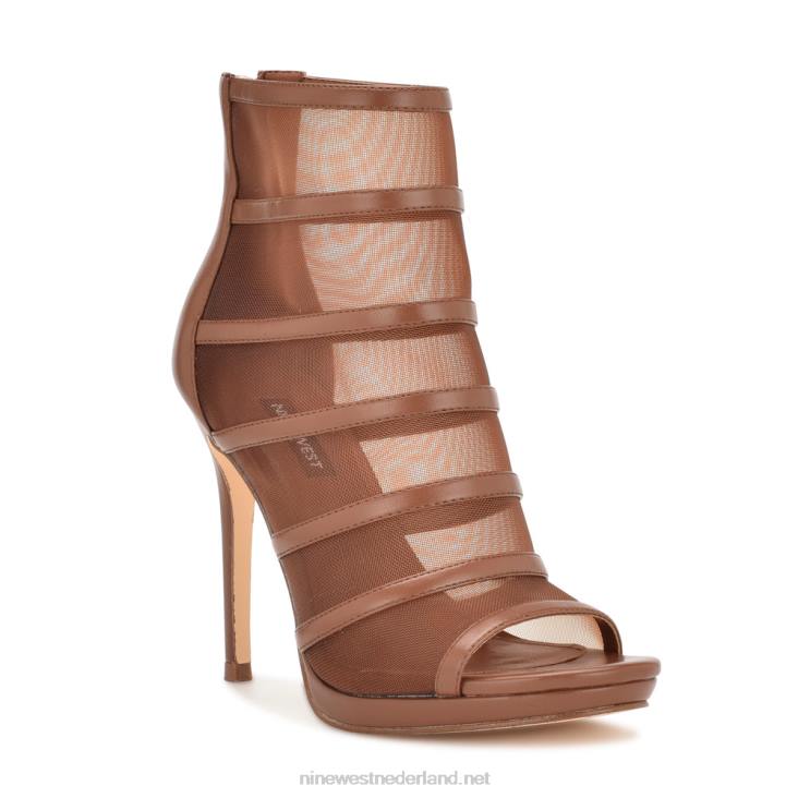 larang mesh laarsjes met open teen Nine West 62LB1781 licht bruin