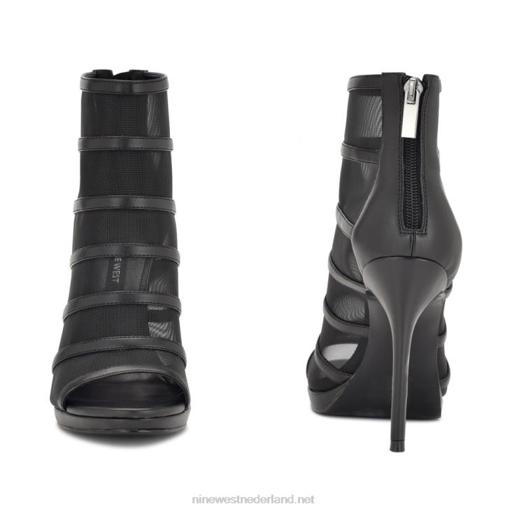larang mesh laarsjes met open teen Nine West 62LB1782 zwart