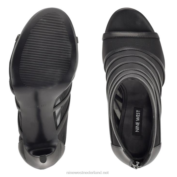 larang mesh laarsjes met open teen Nine West 62LB1782 zwart